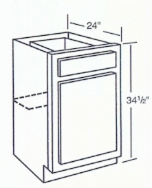 24" Deep Base Cabinets One Door 